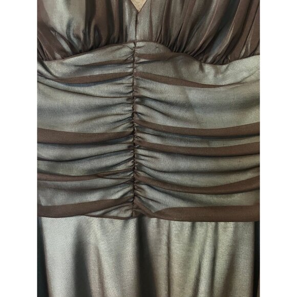 Connected Dress Sheer Brown Blue 12 Flowy A Line Party Wedding Cruise Washable - Picture 4 of 6